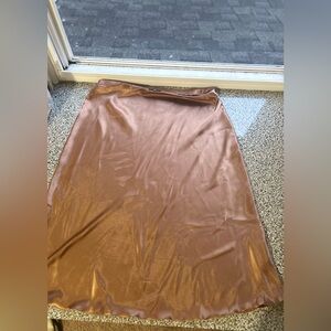 Nicole Miller Bronze Satin Slip Midi Skirt